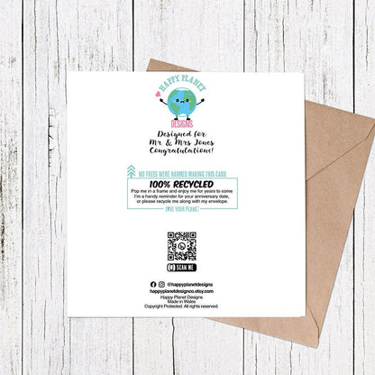 Personalised Wedding date card in papercut style.